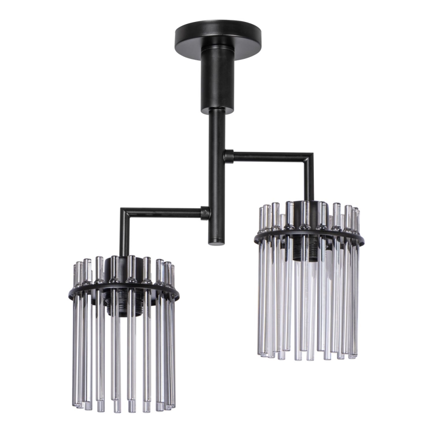 Żyrandol na drążku 2xE27/60W/230V czarny/dymny