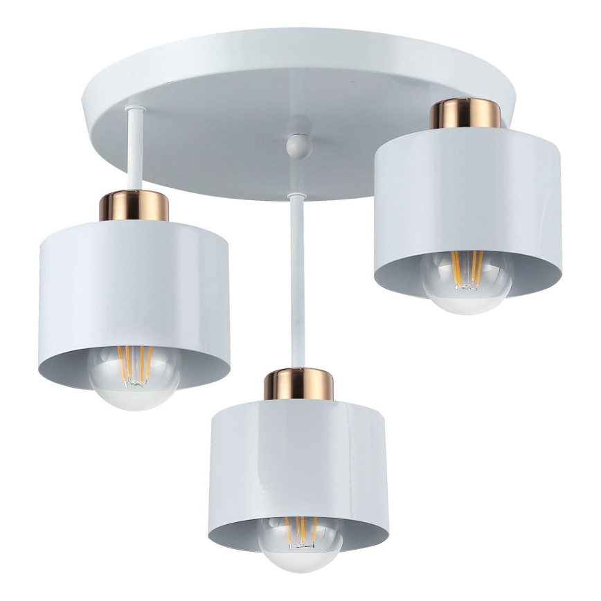 Żyrandol na drążku 3xE27/35W/230V śr. 30 cm biały/złoty