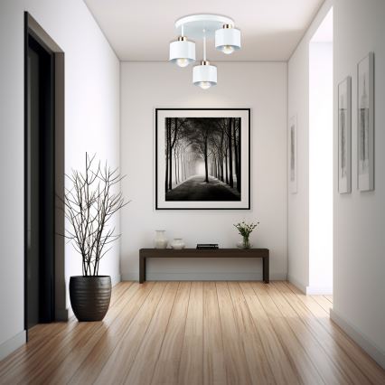 Żyrandol na drążku 3xE27/35W/230V śr. 30 cm biały/złoty