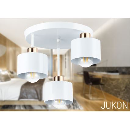Żyrandol na drążku 3xE27/35W/230V śr. 30 cm biały/złoty