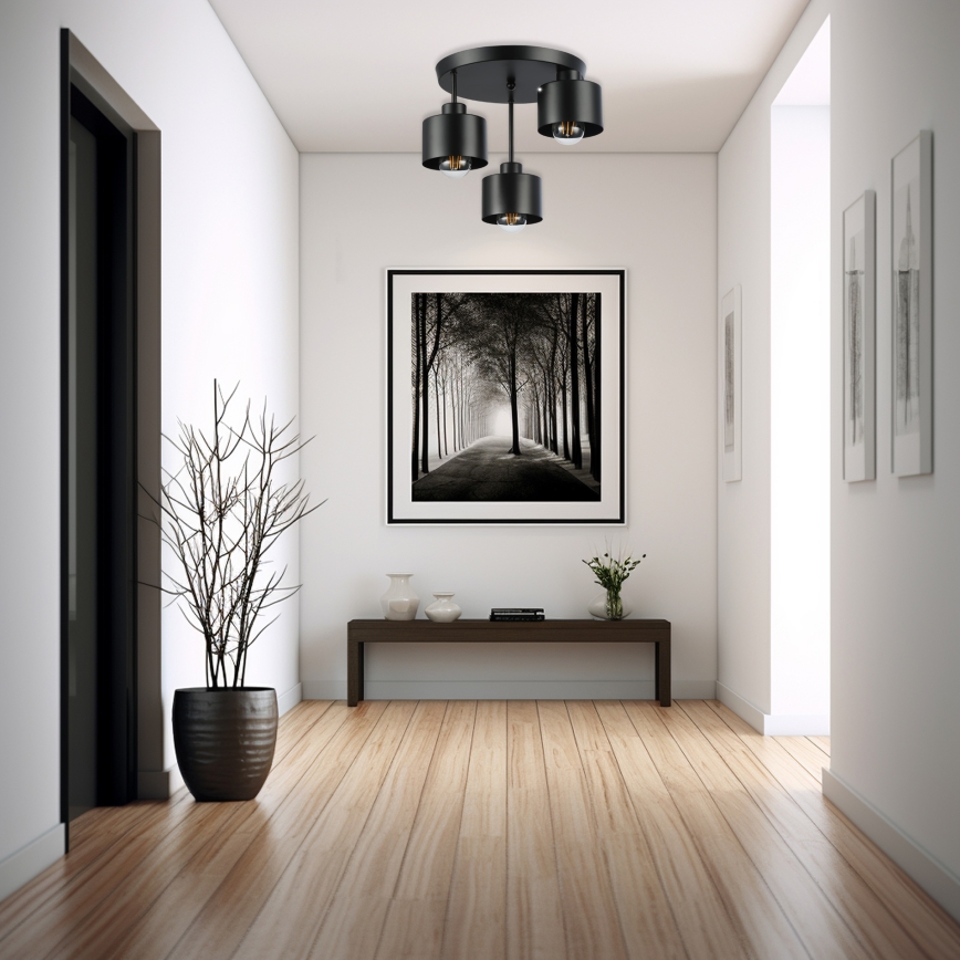 Żyrandol na drążku 3xE27/35W/230V śr. 30 cm czarny