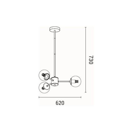 Żyrandol na drążku 3xE27/40W/230V mosiądz