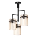 Żyrandol na drążku 3xE27/60W/230V czarny/beżowy