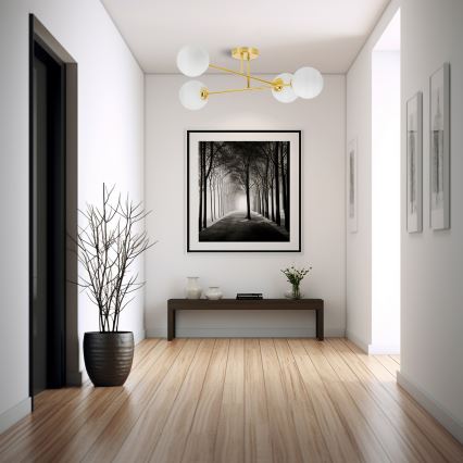 Żyrandol na drążku 4xE27/35W/230V śr. 70 cm złoty