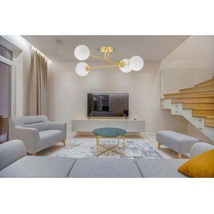 Żyrandol na drążku 4xE27/35W/230V śr. 70 cm złoty
