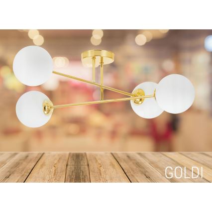 Żyrandol na drążku 4xE27/35W/230V śr. 70 cm złoty