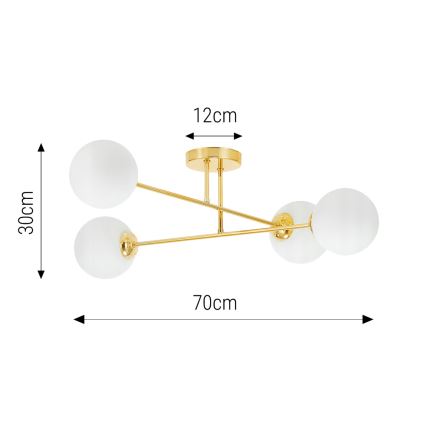 Żyrandol na drążku 4xE27/35W/230V śr. 70 cm złoty