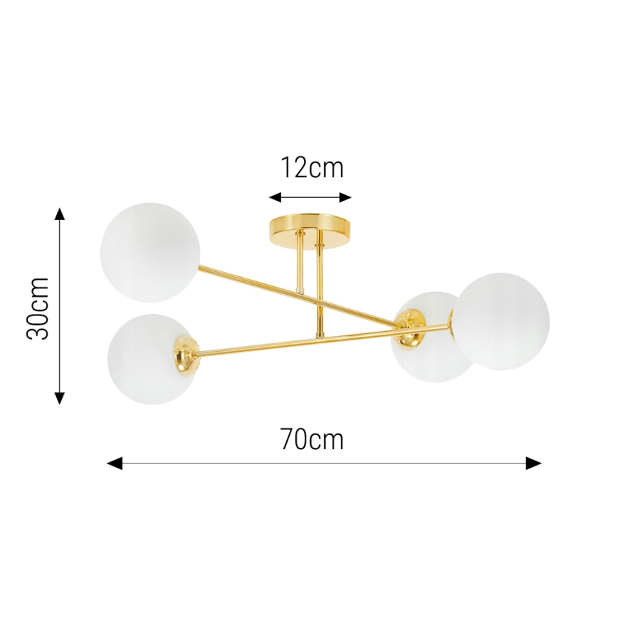 Żyrandol na drążku 4xE27/35W/230V śr. 70 cm złoty