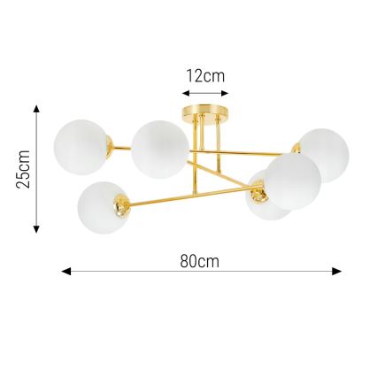 Żyrandol na drążku 6xE27/35W/230V śr. 80 cm złoty