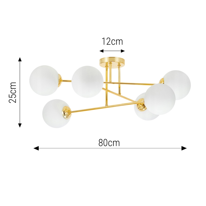 Żyrandol na drążku 6xE27/35W/230V śr. 80 cm złoty