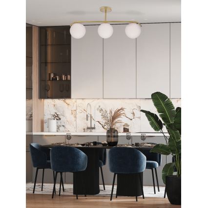 Żyrandol na drążku AMADEO 3xE14/40W/230V mosiądz
