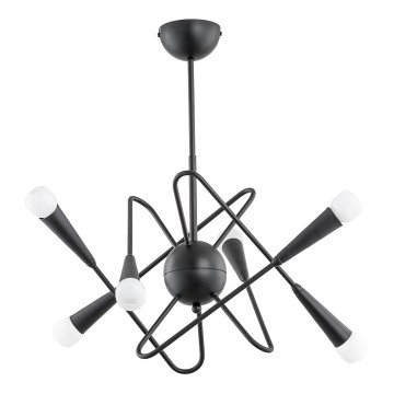 Żyrandol na drążku APPER 6xE14/10W/230V czarny