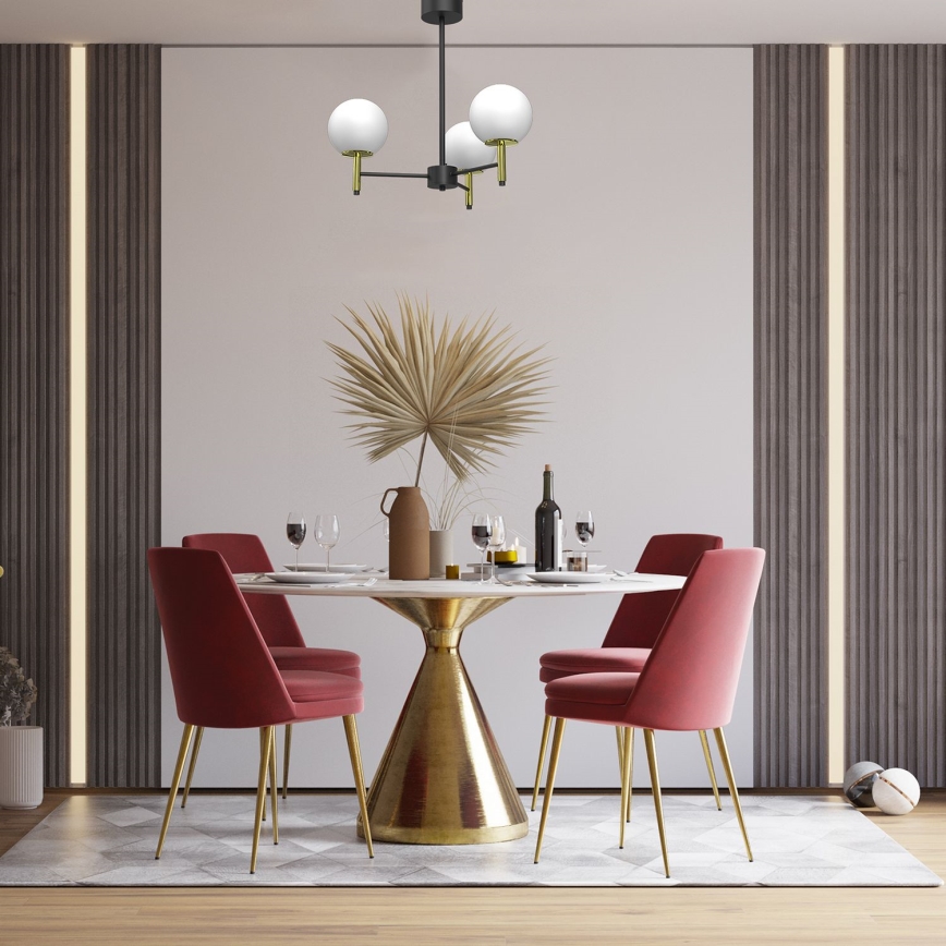 Żyrandol na drążku AWINION 3xE27/15W/230V biały/złoty/czarny