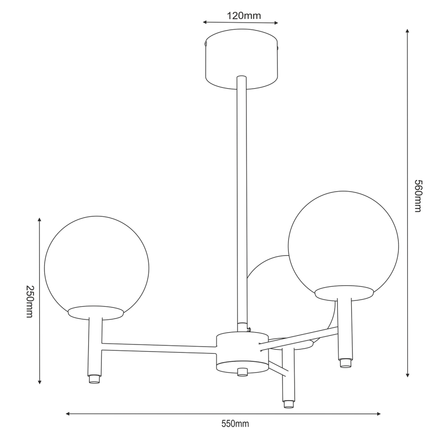 Żyrandol na drążku AWINION 3xE27/15W/230V biały/złoty/czarny