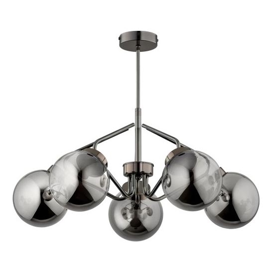 Żyrandol na drążku BARSUM 5xE14/10W/230V szary