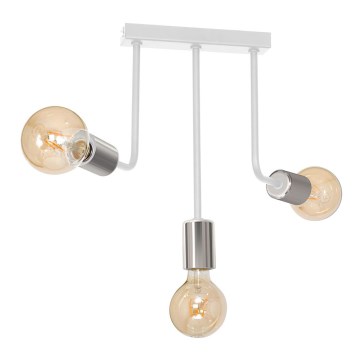 Żyrandol na drążku CANDELA 3xE27/15W/230V biały/chrom błyszczący