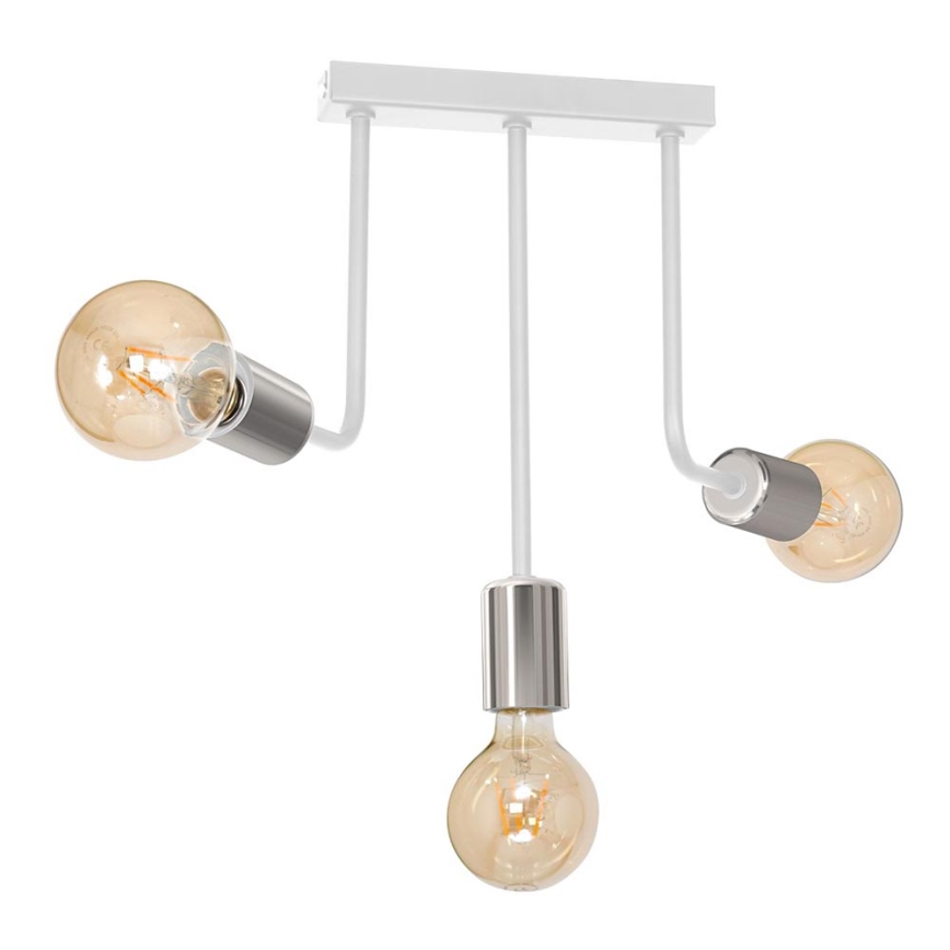 Żyrandol na drążku CANDELA 3xE27/15W/230V biały/chrom błyszczący
