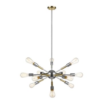 Żyrandol na drążku COMET 12xE27/11W/230V chrom błyszczący/złoty