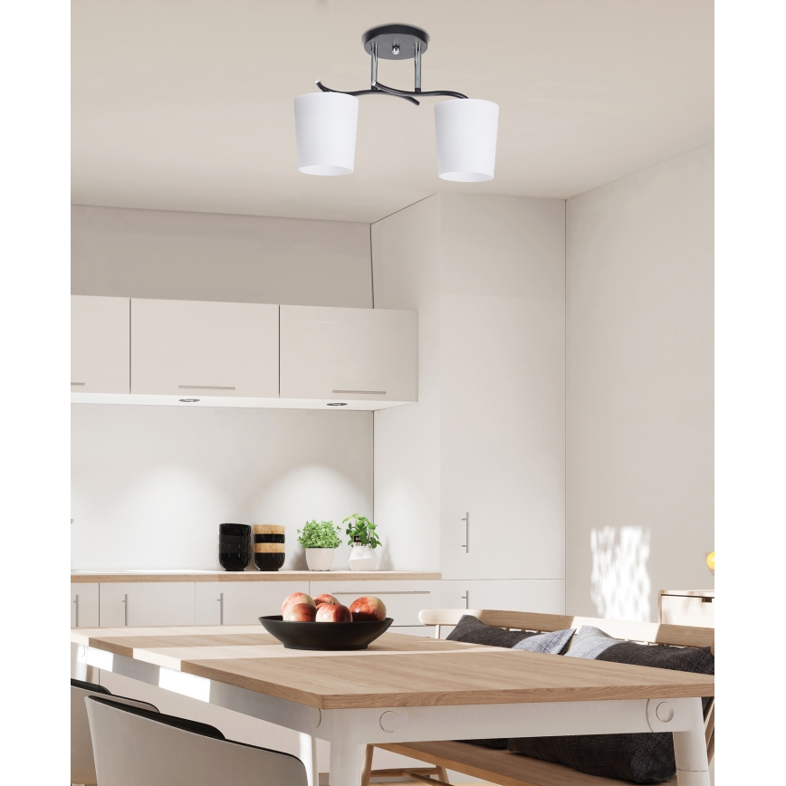 Żyrandol na drążku ESNYR 2xE27/40W/230V czarny/biały