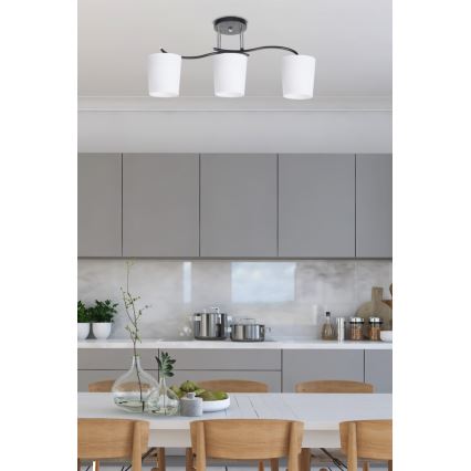 Żyrandol na drążku ESNYR 3xE27/40W/230V czarny/biały