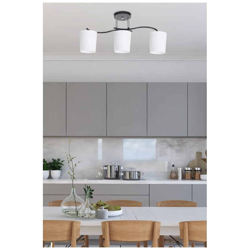 Żyrandol na drążku ESNYR 3xE27/40W/230V czarny/biały