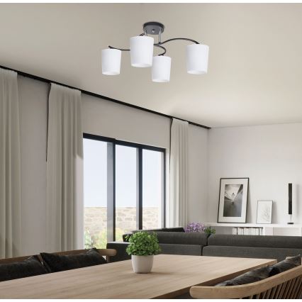 Żyrandol na drążku ESNYR 4xE27/40W/230V czarny/biały