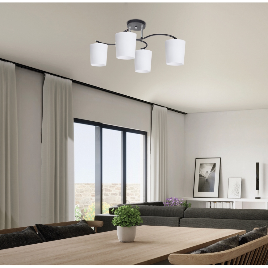 Żyrandol na drążku ESNYR 4xE27/40W/230V czarny/biały