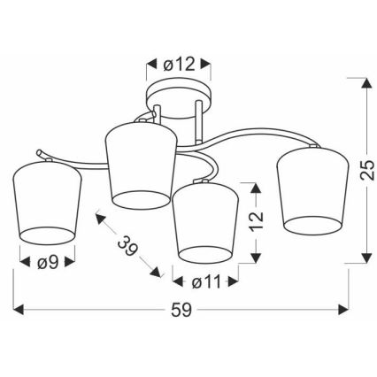 Żyrandol na drążku ESNYR 4xE27/40W/230V czarny/biały