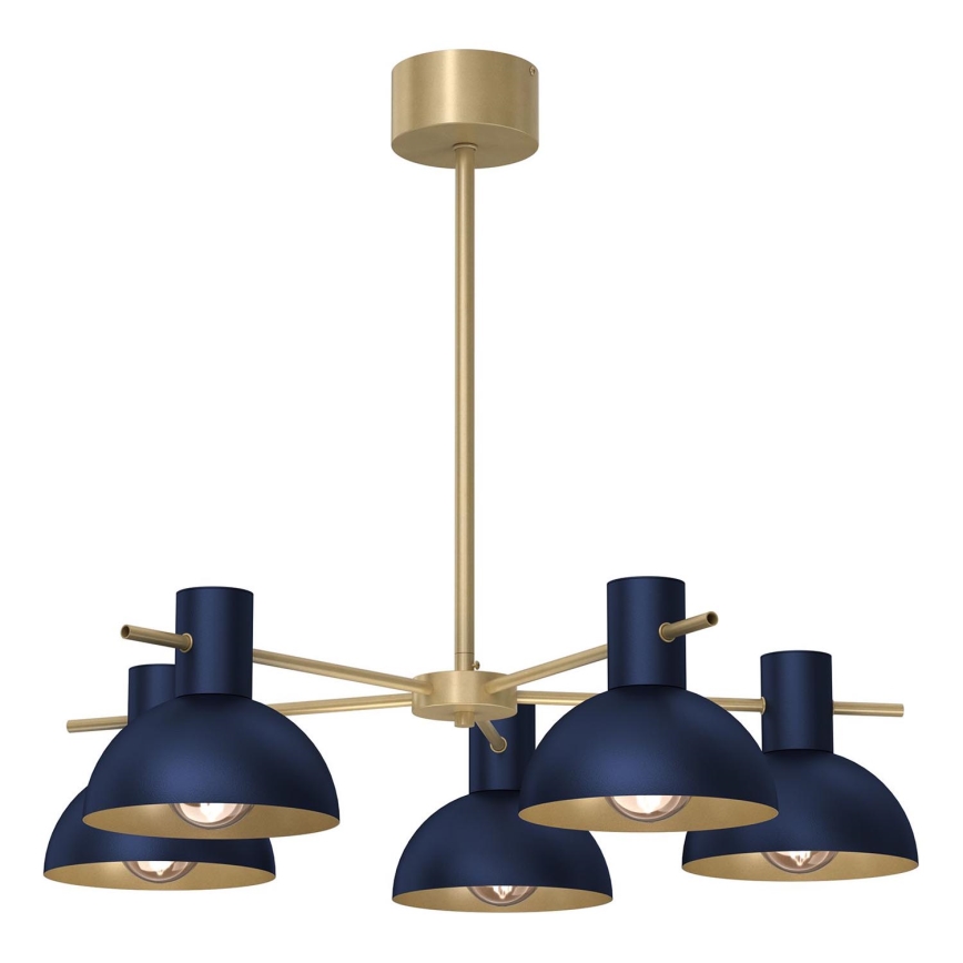 Żyrandol na drążku ESTATE MINI 5xE27/15W/230V niebieski