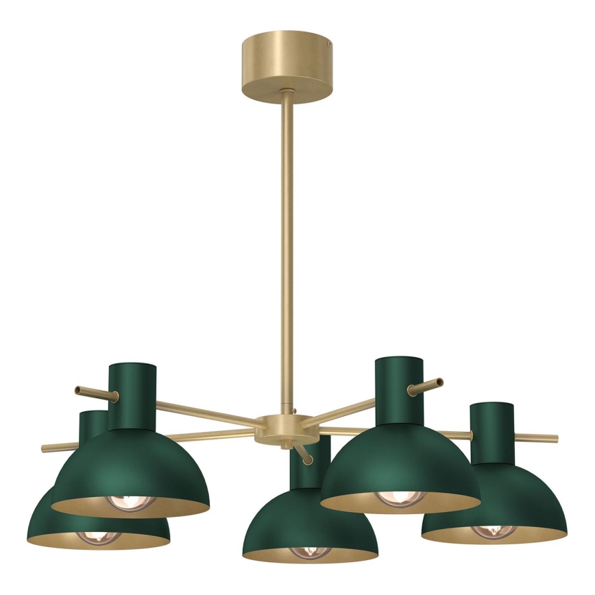 Żyrandol na drążku ESTATE MINI 5xE27/15W/230V zielony