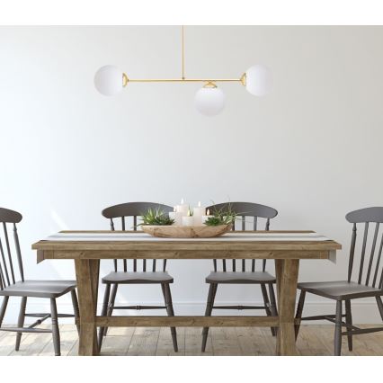 Żyrandol na drążku FIRA 3xE27/60W/230V złoty