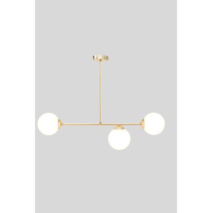 Żyrandol na drążku FIRA 3xE27/60W/230V złoty
