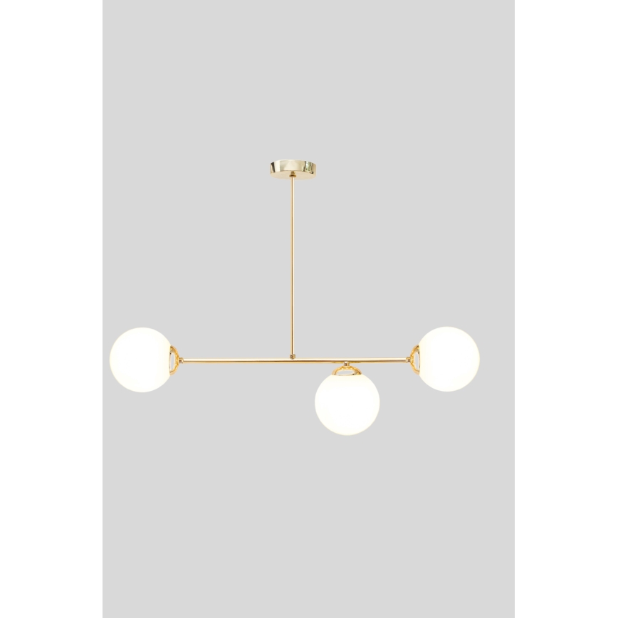 Żyrandol na drążku FIRA 3xE27/60W/230V złoty
