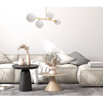 Żyrandol na drążku FIRA 4xE27/60W/230V złoty