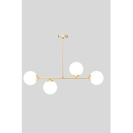Żyrandol na drążku FIRA 4xE27/60W/230V złoty