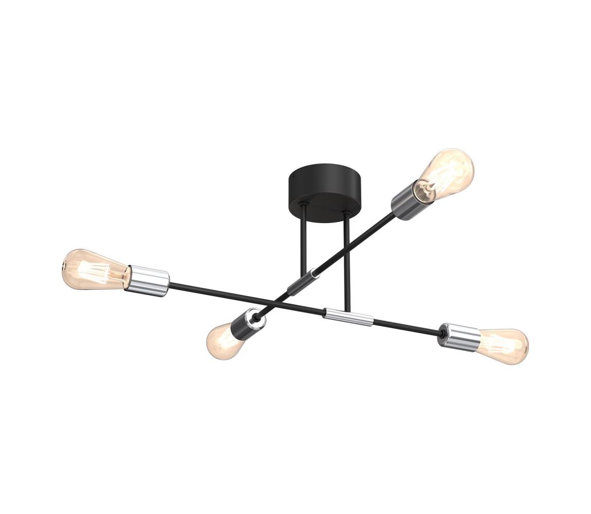 Żyrandol na drążku FLAME 4xE27/60W/230V czarny/chrom błyszczący