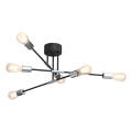 Żyrandol na drążku FLAME 6xE27/60W/230V czarny/chrom błyszczący
