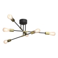 Żyrandol na drążku FLAME 6xE27/60W/230V czarny/złoty