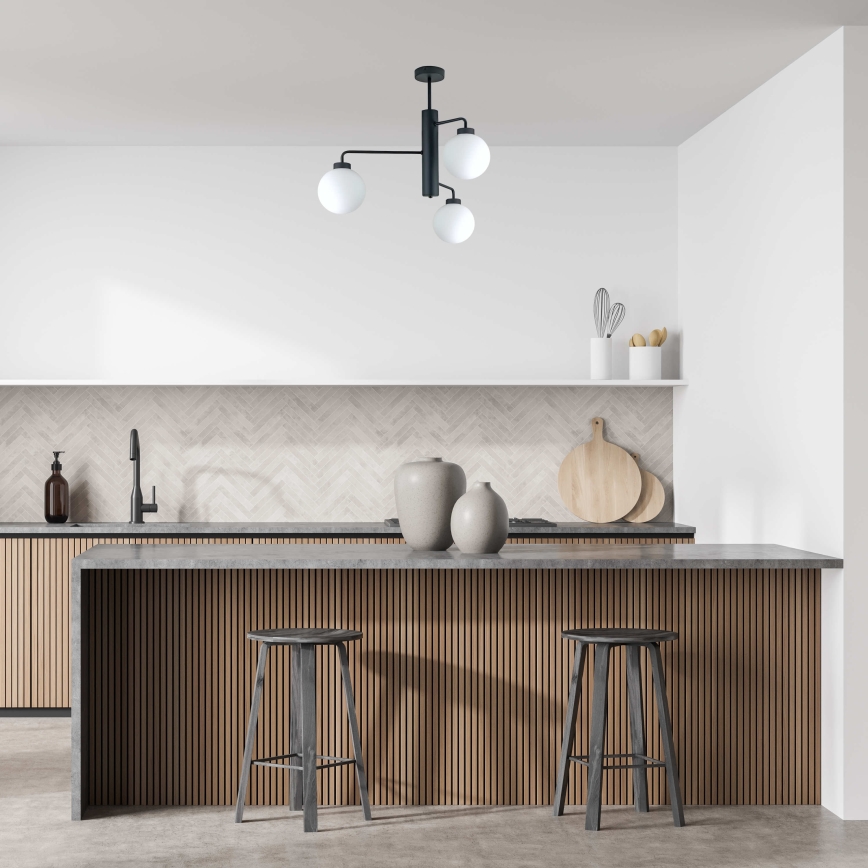 Żyrandol na drążku FLEX 3xE27/60W/230V czarny/biały