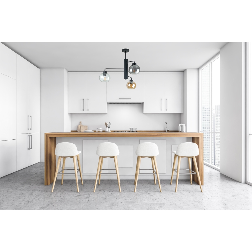 Żyrandol na drążku FLEX 3xE27/60W/230V czarny/dym czarny/dym beżowy/przezroczysty