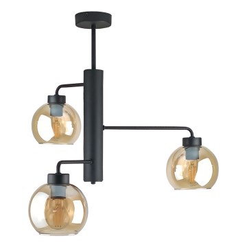 Żyrandol na drążku FLEX 3xE27/60W/230V czarny/dymny beżowy