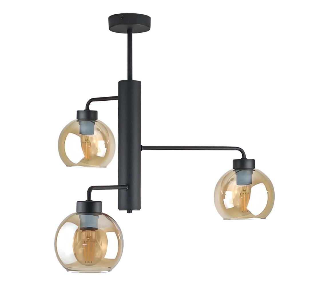 Żyrandol na drążku FLEX 3xE27/60W/230V czarny/dymny beżowy