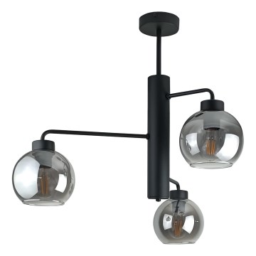 Żyrandol na drążku FLEX 3xE27/60W/230V czarny/dymny czarny