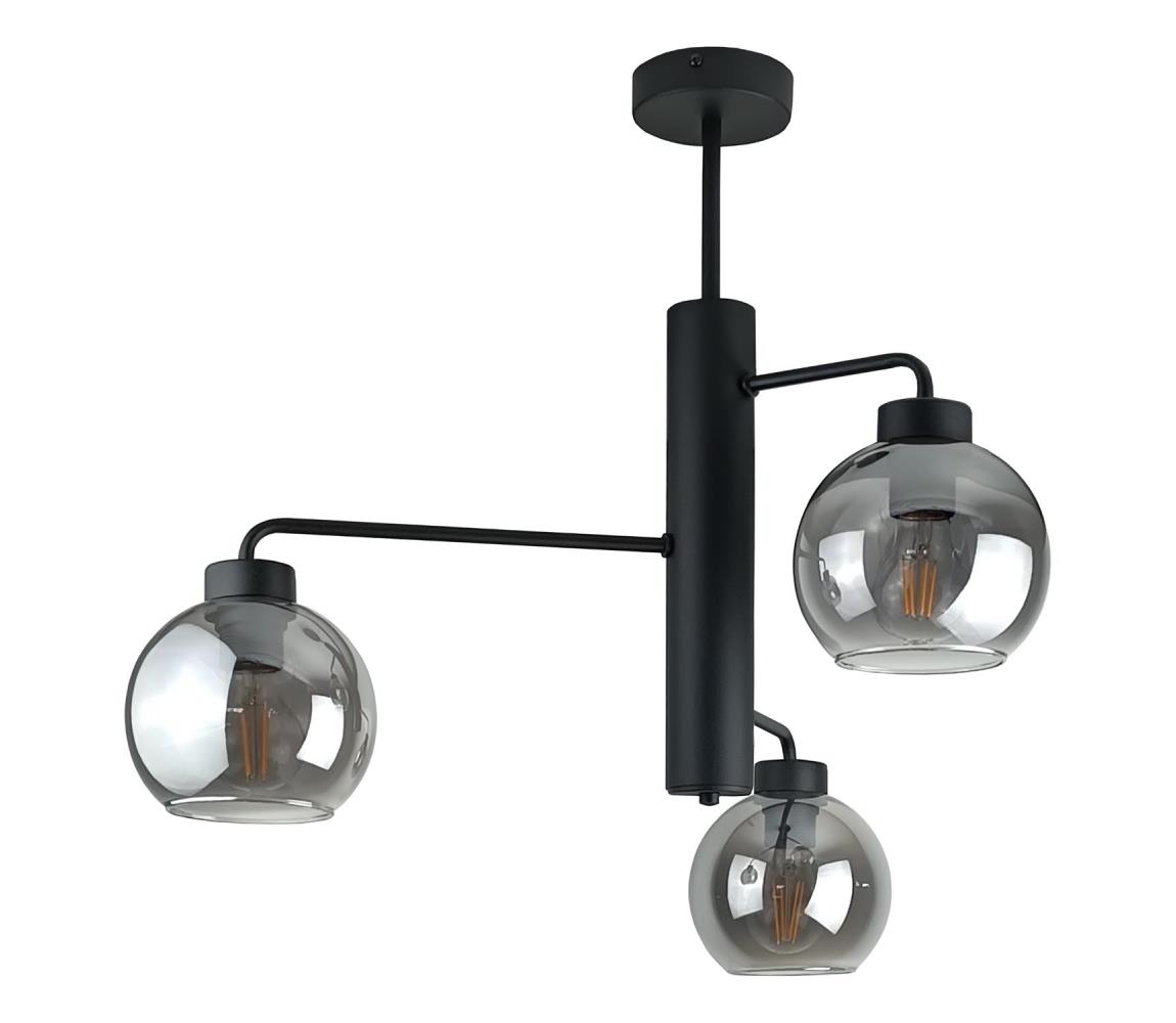 Żyrandol na drążku FLEX 3xE27/60W/230V czarny/dymny czarny