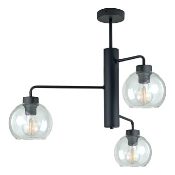 Żyrandol na drążku FLEX 3xE27/60W/230V czarny/przezroczysty