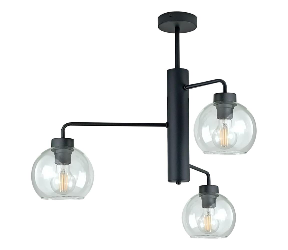 Żyrandol na drążku FLEX 3xE27/60W/230V czarny/przezroczysty