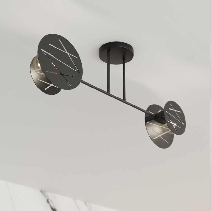 Żyrandol na drążku FRICK 2xE27/15W/230V czarny