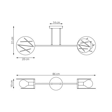 Żyrandol na drążku FRICK 2xE27/15W/230V czarny