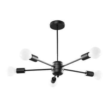 Żyrandol na drążku LANGO 5xE27/60W/230V czarny