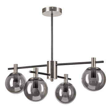 Żyrandol na drążku LILOU 4xE14/5W/230V matowy chrom/dymny